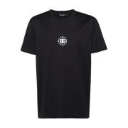 Blå Logo Print Crew Neck T-skjorter