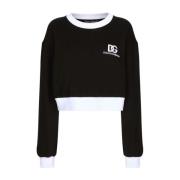 Sorte Sweaters To-Farget Logo Print Rund Hals