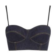 Blå Denim Bustier Topp