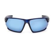 Polariserte Geometriske Solbriller Blå Speilet