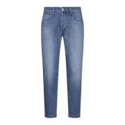 Blå Denim Jeans med Distressed Effekt