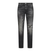 Svart Maling-Splatter Denim Jeans
