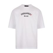 Hvit Bomull T-skjorte med Milano Logo