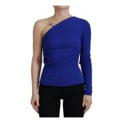 Blå One Shoulder Slim Fit Top