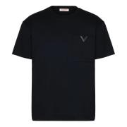 Svart Metallic V-Detalj T-skjorter Polos