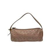 Pre-owned Rosa lerret Fendi skulderveske