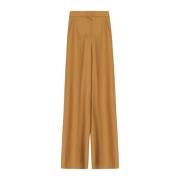 Beige Ull Wide Leg Bukser