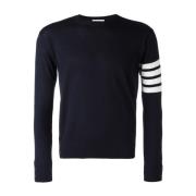 Blå Klassisk Crewneck Genser