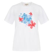 Hibiscus Print Bomull T-skjorte