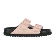 Rosa Raffia Sandaler med Lærkant