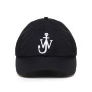 Svart Bomull Baseballcap Brodert Logo