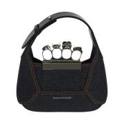 Krystallpyntet Denim Mini Hobo Veske