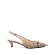 Signatur Horsebit Beige/Brun Slingback Hæler