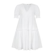 Hvit Poplin Babydoll Kjole