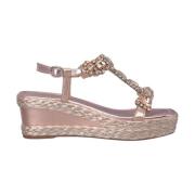 Flettet Rhinestone Kile Sandal