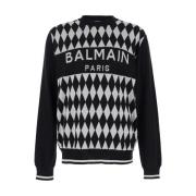 Diamant Jacquard Crewneck Sweater Svart