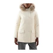 Beige Vinterjakker med Avtagbar Skinnparka