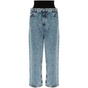 Blå Bomullsblanding Straight Leg Jeans