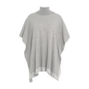 Grå Strikket Poncho Aw24