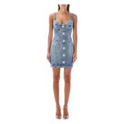 Lys Blå Denim Bustier Kjole