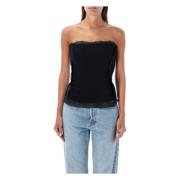 Svart Strapless Slim Fit Topwear