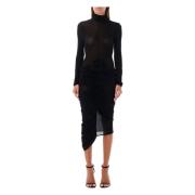 Sort Sheer Midi Kjole Aw24