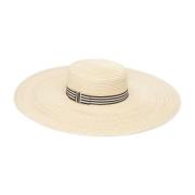 Hvit Straw Capeline Hat