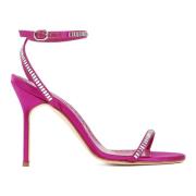 Rosa Satin Sandal med Krystallpynt