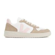 Hvite Skinn Sneakers Rosa Detaljer