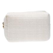 Tweed Make-Up Pouch Liten OFF White