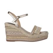 Rhinestone Wedge Sandal med Flettet Detalj