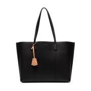 Svart Triple-Compartment Tote Bag