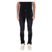 Vintage Black Bandana Jeans Skinny z Dzianiny Zakardowej