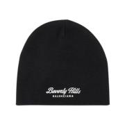 Svart/Hvit Ull Beanie Lue