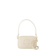 Beige Skinn Crossbody Veske med Håndtak