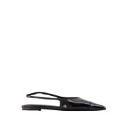 Sorte Slingback Flats - Kalveskinn