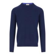 Blå Ull Pullover Crew Neck Genser