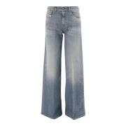 Flared Denim Jeans med Vasket Effekt