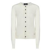 Ivory White Slim Fit Cardigan Strikkevarer