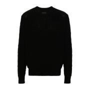 Sort Jacquard Genser Crew Neck