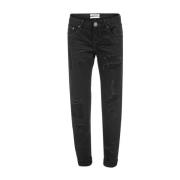 Sort Distressed Bomull Jeans