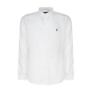 Hvit Lin Button-Down Skjorte