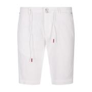 Hvit Silke Bomull Bermuda Shorts