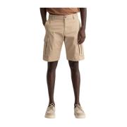 Beige Avslappede Twill Cargo Shorts