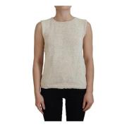 Beige Ermeløs Tank Top Bomullsblanding