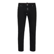 Svart Skinny Denim Jeans Nagler Logo