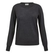 Grå Crewneck Genser Ribbed Hem