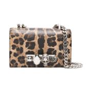 Mini Jewelled Leopard Print Satchel Veske