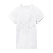 Cursive Logo Fitted Tee Hvit