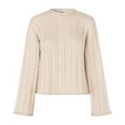 Beige Strikkgenser - O-Neck Stil